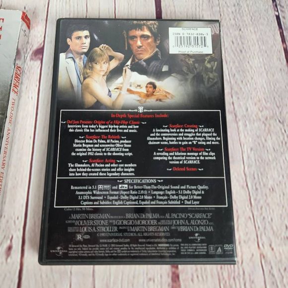 SCARFACE Al Pacino Two Disk Anniversary Edition DVD Set, 1983 Widescreen - Picture 4 of 6
